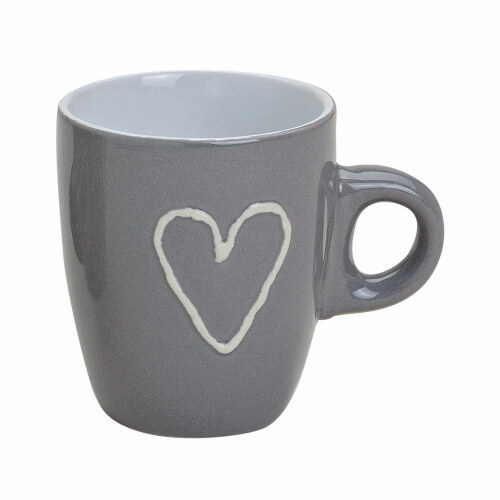 Espressotasse - Herz Dekoration - aus Keramik - 7 cm - 50ml - blaugrau