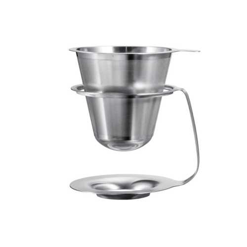 Hario Dripper a Doppia Parete in Acciaio Inossidabile Kasuya con design ibrido, ideale per il caffè filtro.