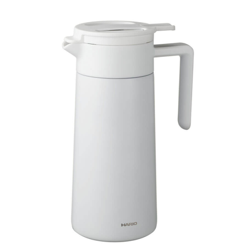 Thermopot Hario in Acciaio Inox con Rivestimento in Ceramica, 800 ml, bianco, con manico ergonomico.