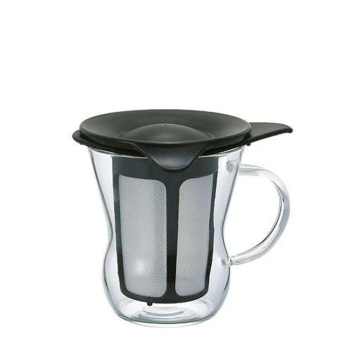 Hario One Cup Teebereiter 200ml in Schwarz - Glas Teezubereiter