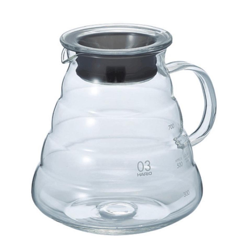 Hario V60 Range Server 800 ml heatproof glass with glass lid and millilitre scale