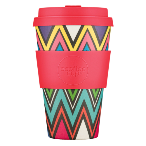 400ml Ecoffee Becher 'Zag in memorium' mit lebhaftem Muster, umweltfreundlich und stilvoll, bei beanarella