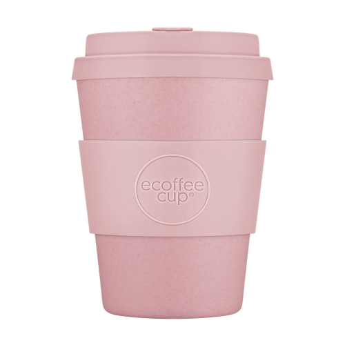 Ecoffee Cup "Local Fluff" rosa 350ml, ideale per gli amanti del caffè consapevoli dell'ambiente, riutilizzabile e alla moda.