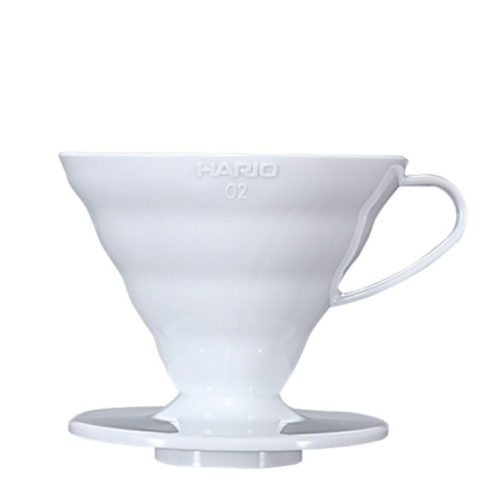 Hario V60 Kaffeefilterhalter aus Kunststoff in Weiss, Grösse 02 (1-4 Tassen).
