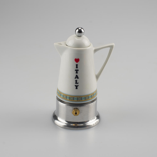 Espressokocher - Original Espressomaschine aus Porzellan und Aluminium - für 1 Tasse - Mini 1 Cup - Design 1