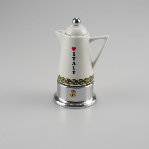 Espressokocher - Original Espressomaschine aus Porzellan und Aluminium - für 1 Tasse - Mini 1 Cup - Design 4