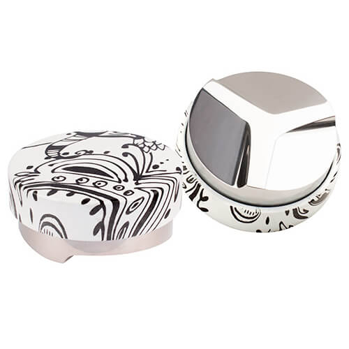 Niveleur Motta Black & White, 58 mm, pour une répartition uniforme du café.