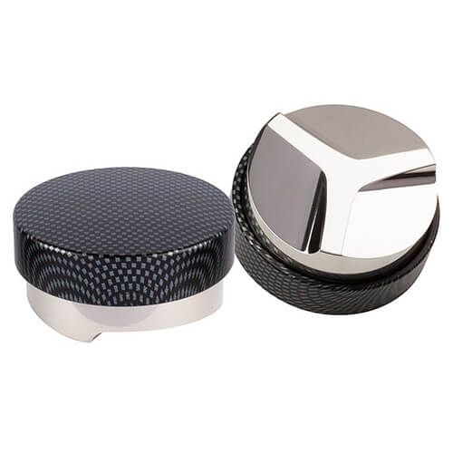 Niveleur Motta Carbon Look, 58 mm, pour une répartition uniforme du café.