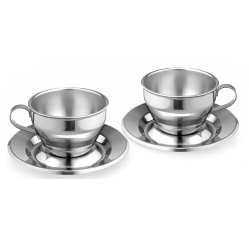 Motta Cappuccinotasse mit Untertasse - 2er Set - aus Edelstahl - 160ml