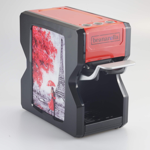 Nori Rot Special Edition 1 Kaffeemaschine von beanarella mit einem Pariser Flair, ideal für kompostierbare Kapseln und Kaffeepads.