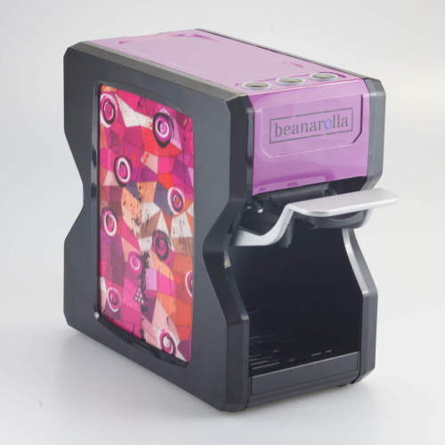 Machine à café Nori Violette de beanarella avec motif à disques rose-violet – design moderne et frappant