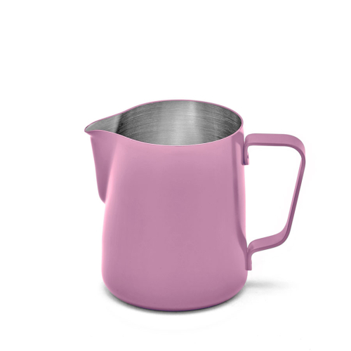 Rhino Classic Milk Pitcher 450 ml in Pink Marshmallow aus pulverbeschichtetem Edelstahl auf weissem Hintergrund