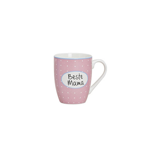 Tazza in porcellana con scritta 'Migliore Mamma', rosa con punti bianchi, 300ml, perfetta come regalo per ogni occasione.