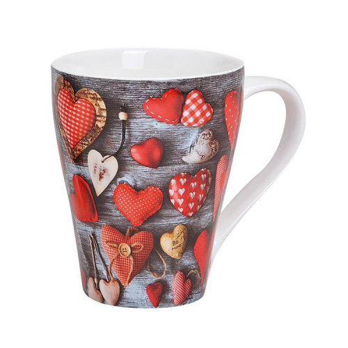 Tazza Cuori in Porcellana, Design 3, 300ml, perfetta per tè e caffè