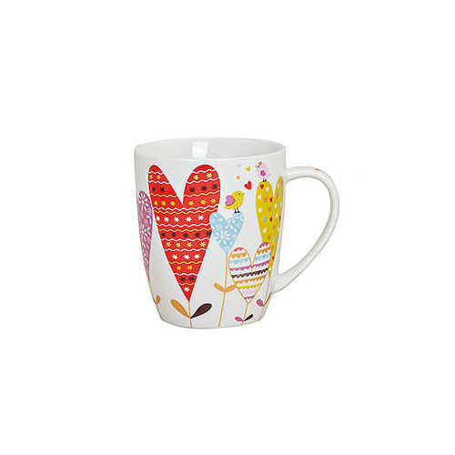 Tasse - Herzdekor - aus Porzellan - 300ml - Design 1