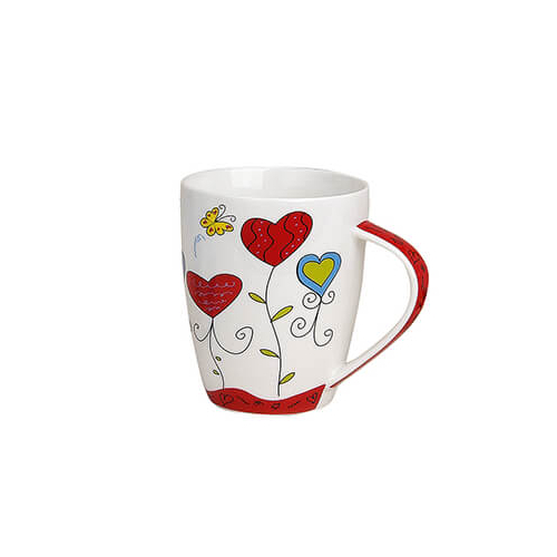 "Opera d'Arte Gastronomica" per caffè e tè - un bicchiere in porcellana da 300ml con design colorato e amorevole.