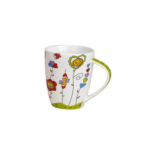 "Creazione in porcellana per caffè e tè" – Un capolavoro di 300ml con design colorato e affettuoso.