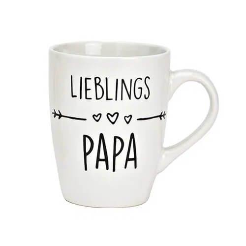 Tazza in gres con scritta 'Papà Preferito', ideale per 340ml di caffè o tè, regalo perfetto per la Festa del Papà.