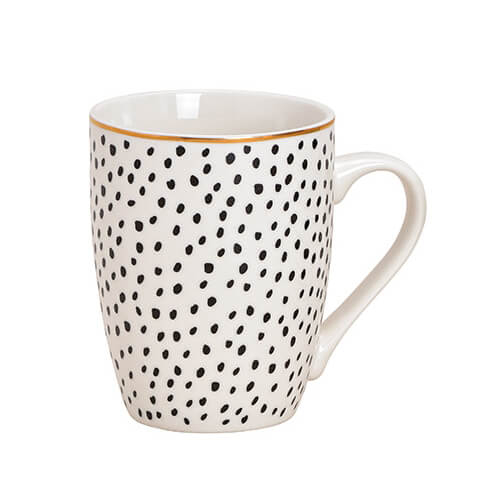 Tazza in porcellana moderna con design a pois, 340ml – perfetta per gli amanti del caffè e del tè che valorizzano lo stile.