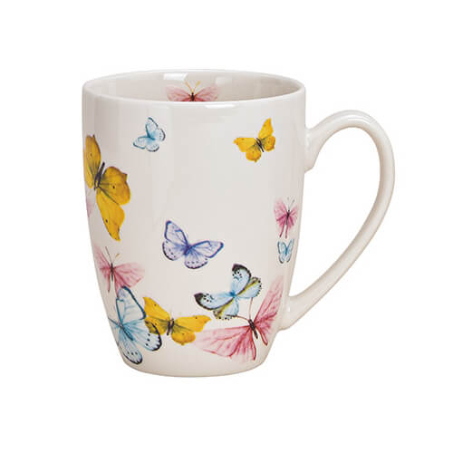 Tazza Farfalla con coperchio e filtro in metallo, in porcellana, design 1, 370ml