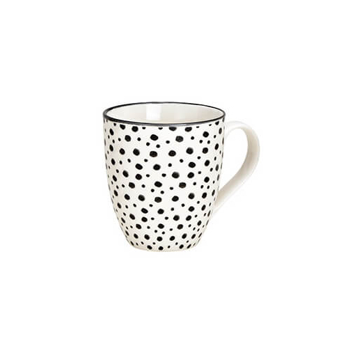 Mega tazza da caffè in porcellana con motivo a punti bianco e nero, 540ml – ideale per chi ama godersi il caffè in grandi quantità.