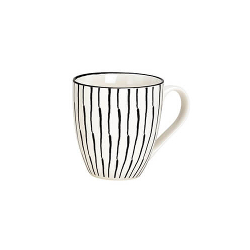 Grande tazza in porcellana con motivo a strisce bianco e nero, 540ml – perfetta per grandi seti o lunghe ore di lavoro.