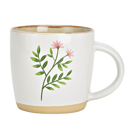Tazza Jumbo da 555ml con decorazione floreale in grès di alta qualità, perfetta per grandi caffè o tè.