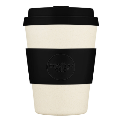 Black Nature: Il pratico bicchiere Coffee to go in Bianco e Nero, 350ml – ideale per il quotidiano, lavabile in lavastoviglie, senza BPA, realizzato con PLA ecocompatibile.
