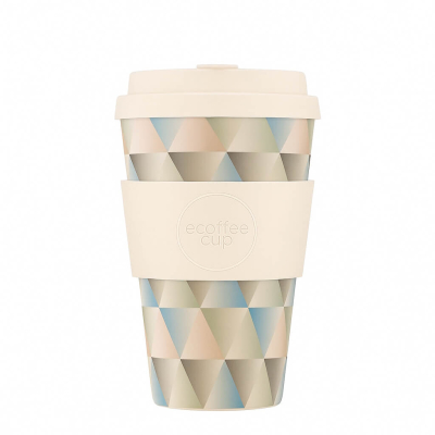 Ecoffee Cup Shandor the Magnificent: Der stilvolle, pastell-mosaik Mehrwegbecher, 400ml – ideal für unterwegs, spülmaschinenfest und BPA-frei, aus umweltfreundlichem PLA hergestellt.
