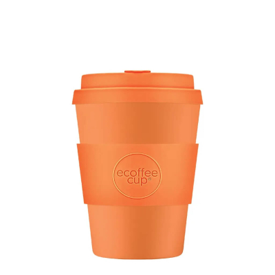Ecoffee Cup Alhambra : Gobelet réutilisable orange stylé, 350ml - parfait pour le café en déplacement, résistant au lave-vaisselle, sans BPA, fabriqué à partir de PLA écologique.