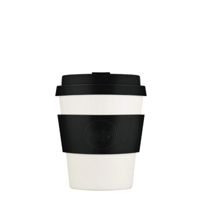 Ecoffee Cup Black Nature, Espressobecher 180 ml im minimalistischen Schwarz-Weiss-Design