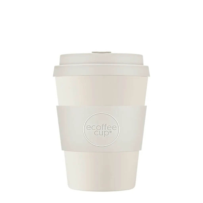240ml weisser Ecoffee Cup, nachhaltig und wiederverwendbar, ideal für Espresso und kleine Kaffees.