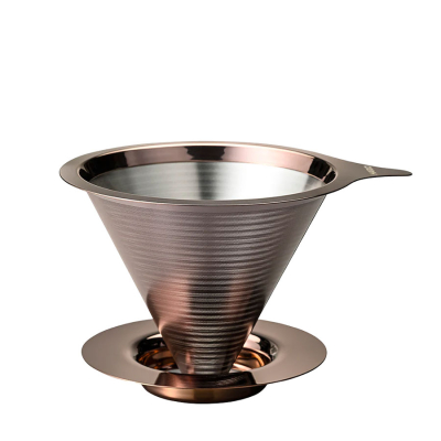 Hario Double Mesh Metal Dripper 02 in Pink Gold aus Edelstahl - Hauptansicht