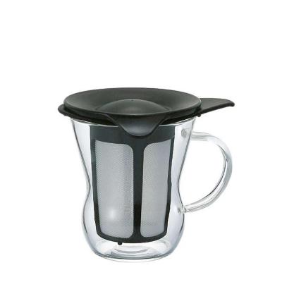 Hario One Cup Teebereiter 200ml in Schwarz - Glas Teezubereiter