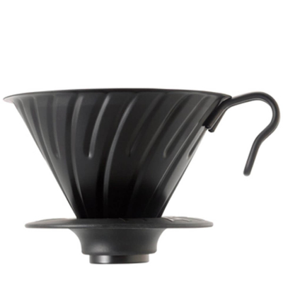 Hario V60 Metal Dripper in Matt Schwarz – Edelstahl-Handfilter mit Kegelform und Spiralrippen für perfekten Filterkaffee