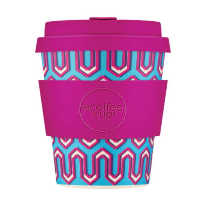 Ecoffee Cup in vibrant 'Messages from the Unseen World' design – sustainable and trendy for 240ml coffee.