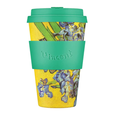 Ecoffee Cup VGM Irises 400 ml, large coffee cup with irises motif from the Van Gogh Museum collection