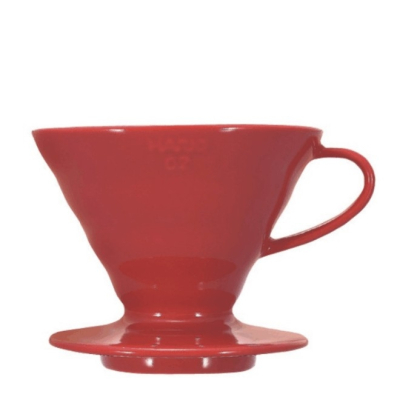 Hario V60 Kaffeefilterhalter aus Keramik in Rot, Grösse 02 (1-4 Tassen).