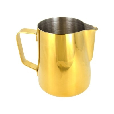 Rhinowares Milchkännchen aus Edelstahl in Gold-Finish, 600ml, ideal für Latte Art.