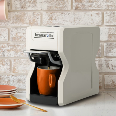 Weisse beanarella Kaffeemaschine Nori für Kapseln und Pads