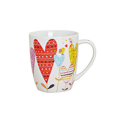 Tasse - Herzdekor - aus Porzellan - 300ml - Design 1