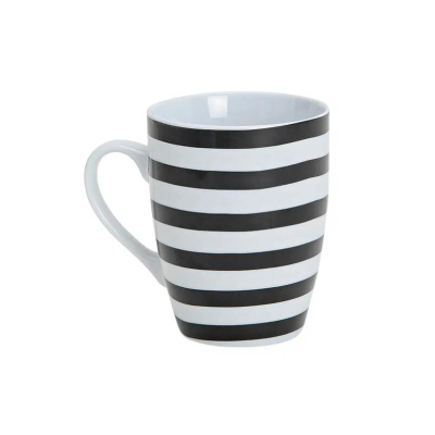 Tasse 'Rosée du Matin' en porcelaine avec un motif graphique unique, 300ml, idéale pour commencer votre matinée de manière artistique.