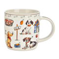 Tazza porcellana decoro cane dipinto multicolore motivo canino