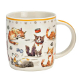 Tazza porcellana decoro gatto dipinto multicolore motivo felino