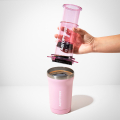 AeroPress Go Plus Travel System Pink complete travel set with all accessories