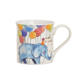 Tasse en porcelaine avec éléphant joyeux et ballons, 300ml - un charmant cadeau d'anniversaire.

