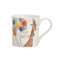 Tasse d'anniversaire girafe en porcelaine, 300ml – décorée de ballons colorés, parfaite comme cadeau pour les anniversaires ou occasions spéciales.

