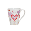 Mug en porcelaine coloré avec un décor de cœurs créatifs, 300ml – parfait pour le café ou le thé, joli et pratique.