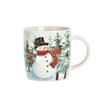 Tasse en porcelaine avec Bonhomme de Neige et motif hivernal, idéale pour 340ml de vin chaud, égaye vos fêtes.


