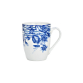 Porcelain mug blue with floral design on white porcelain